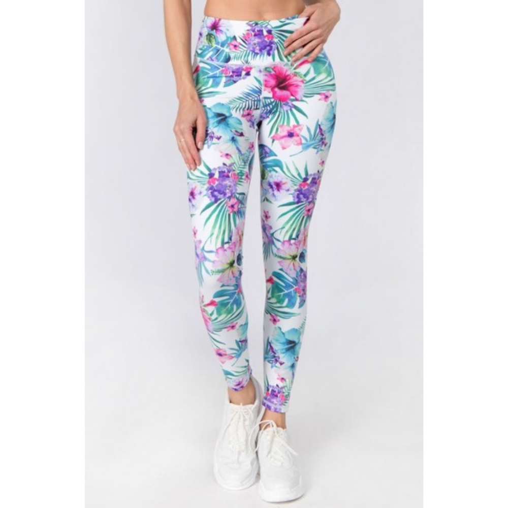 Active High Rise Tropical Floral Printed Leggings - Picture 1 of 6